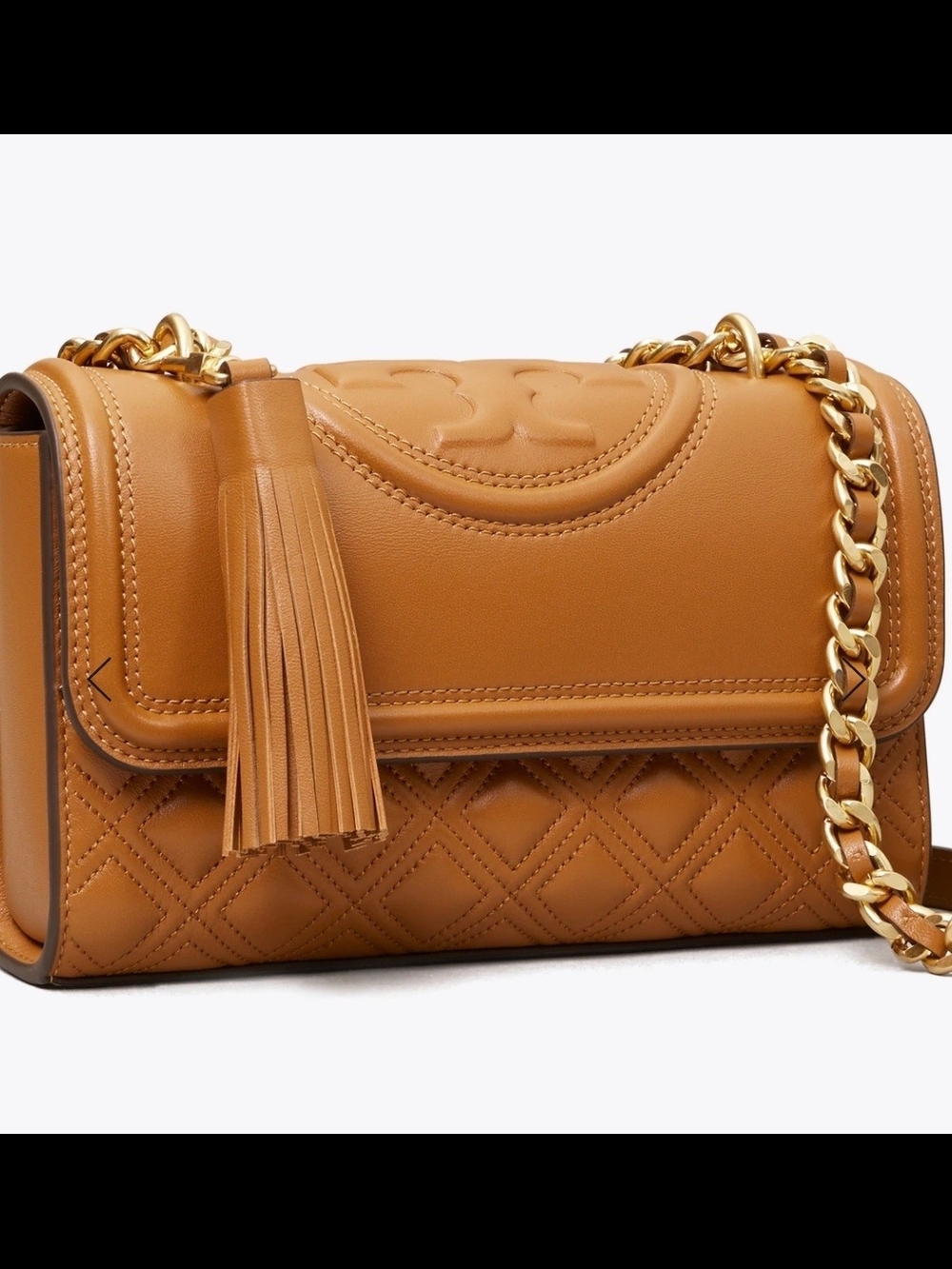 NWT Tory Burch Quilted Leather Shoulder Bag in Tan with Gold Hardware - Picture 2 of 3